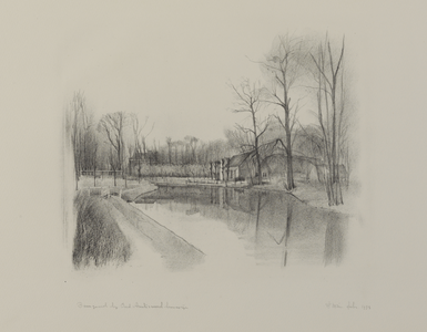 29223 Gezicht op de Kromme Rijn bij Utrecht in de richting van Oud Amelisweerd (op de achtergrond), met rechts een ...